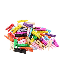 Mini Clips en bois naturel coloré