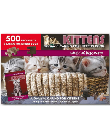 Coffret Puzzle 500 pièces : Le monde des chatons à la découverte