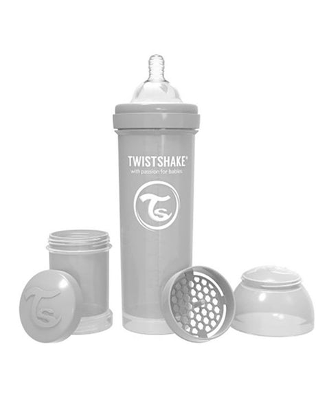 Biberon Anti-Colique Twistshake 330ml 4M+ - Gris