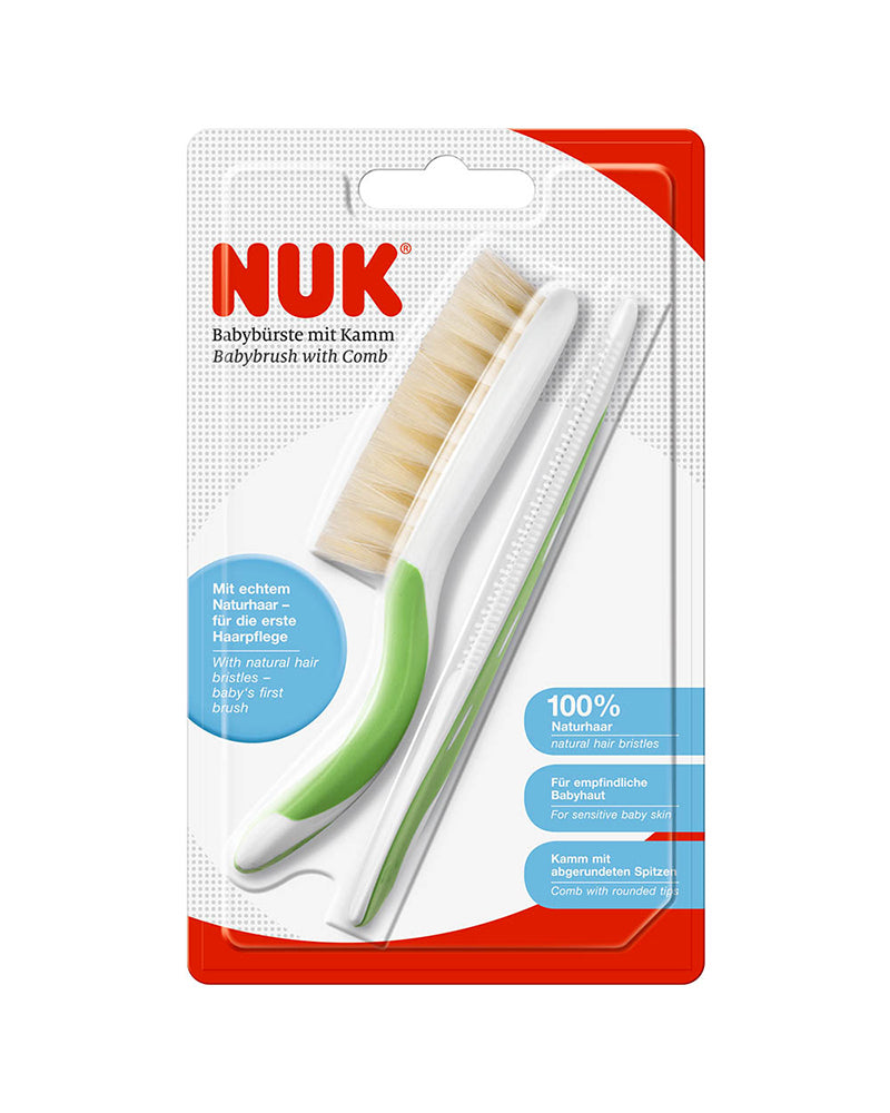 Brosse et Peigne Bébé Extra Souple NUK - Vert