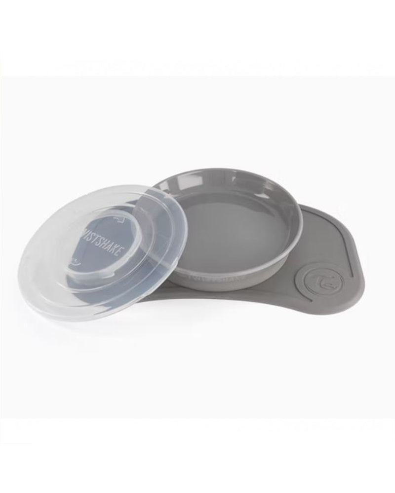 Plateau Click-Mat & Assiette Twistshake - Gris