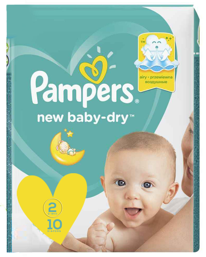 Pampers Baby-dry - Taille 2 x 10 Couches, 3-8 kg