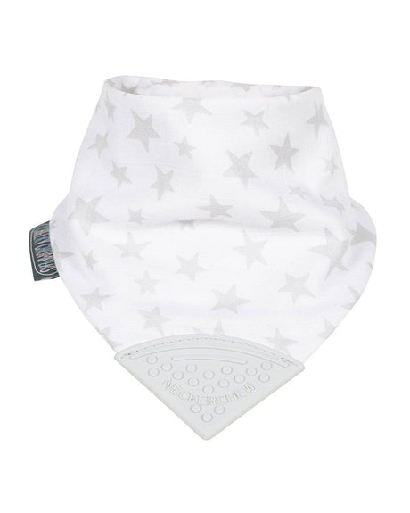 Bavoir de dentition en mousseline Cheeky Chompers - Silver Stars Muslin Neckerchew