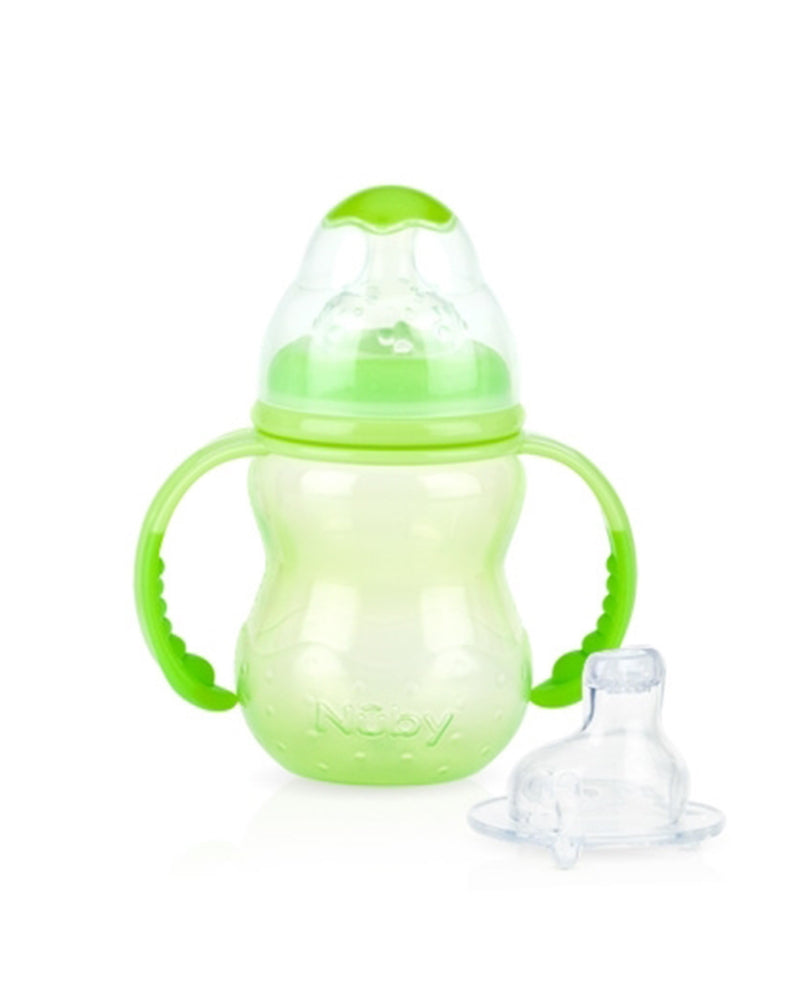 Nûby Wide Neck Anti-Spill Baby Bottle with Anti-Drip +0m - Green