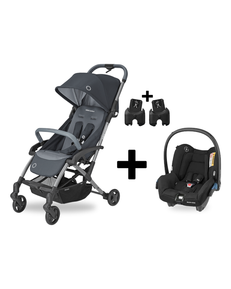 Pack Duo Poussette Laika Authentique Graphite + Siège-Auto Citi + Adaptateur Maxi-cosi