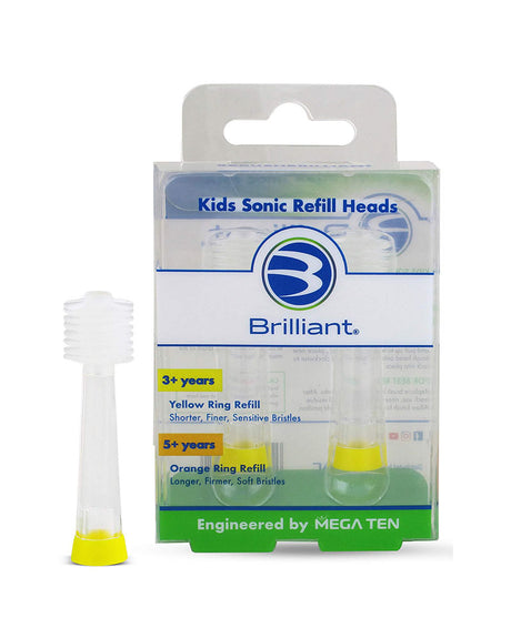 Têtes de recharge de brosse à dents sonique Brilliant Kids - Jaune