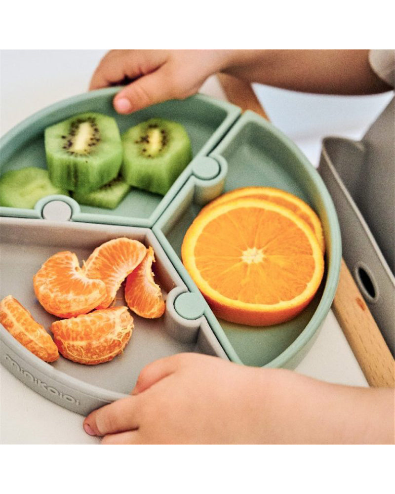 Assiette Puzzle MINIKOIOI avec Ventouse en Silicone – Verte