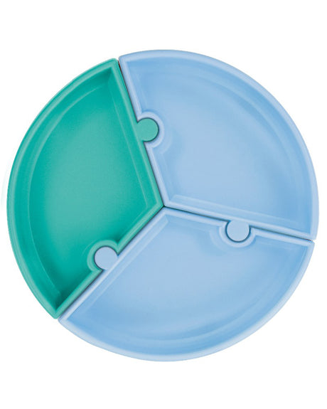Assiette Puzzle MINIKOIOI avec Ventouse en Silicone – Bleue