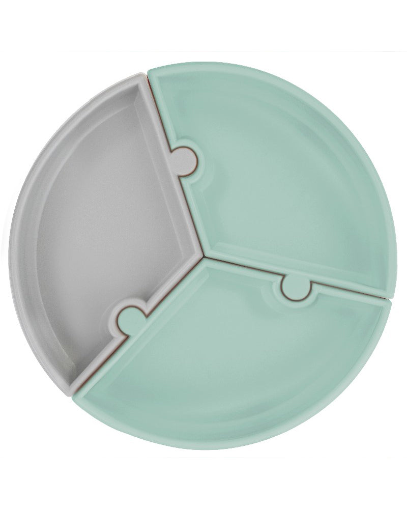 Assiette Puzzle MINIKOIOI avec Ventouse en Silicone – Verte