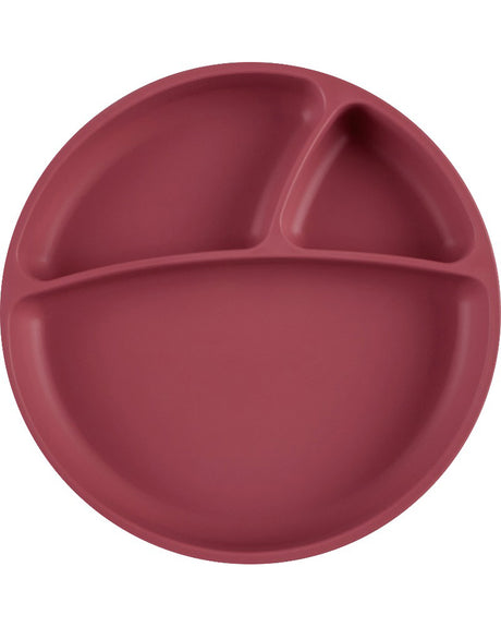 Assiette Multi-Compartiments MINIKOIOI avec Ventouse en Silicone – Rouge Velvet