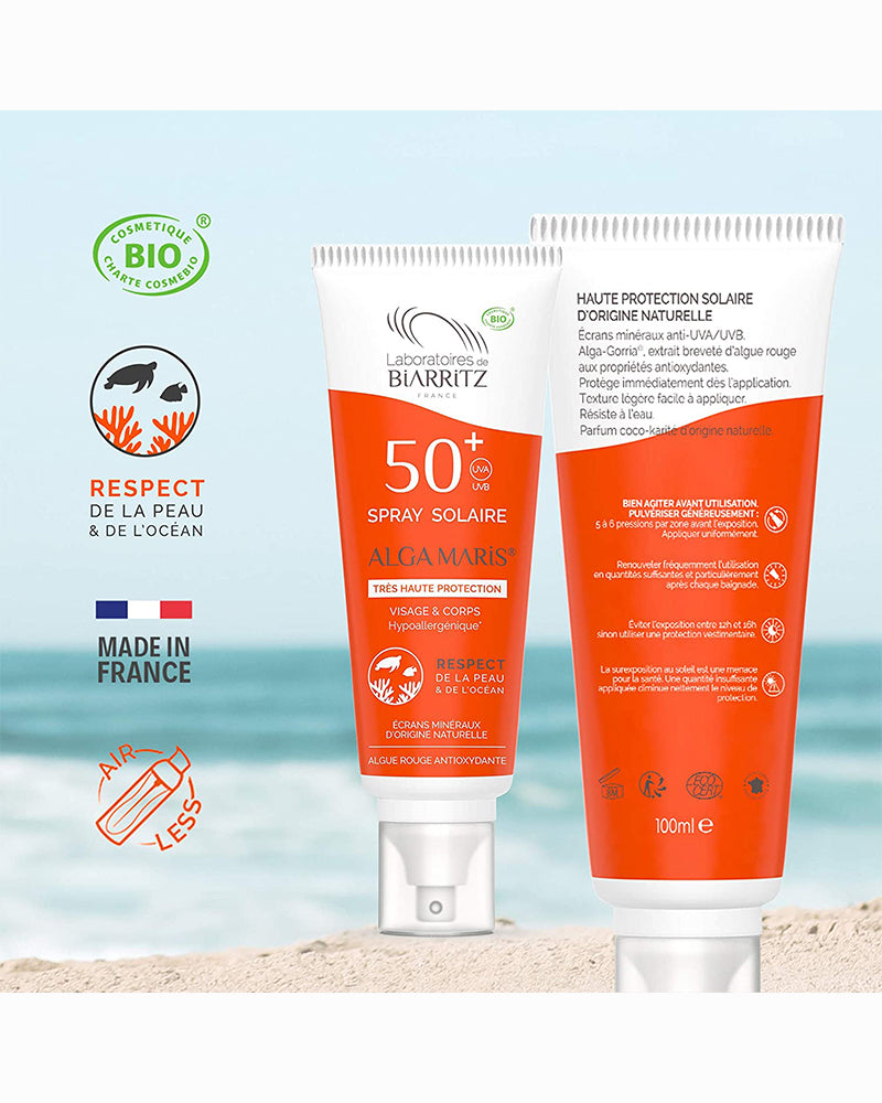 SPF50+ Certified Organic Sunscreen Spray 100ml - Laboratoires de Biarritz