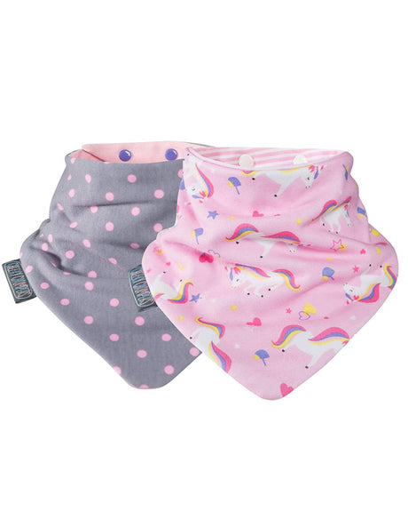 Lot de 2 bavoirs Cheeky Chompers - Unicorn Love & Polkadot Pink Neckerbib