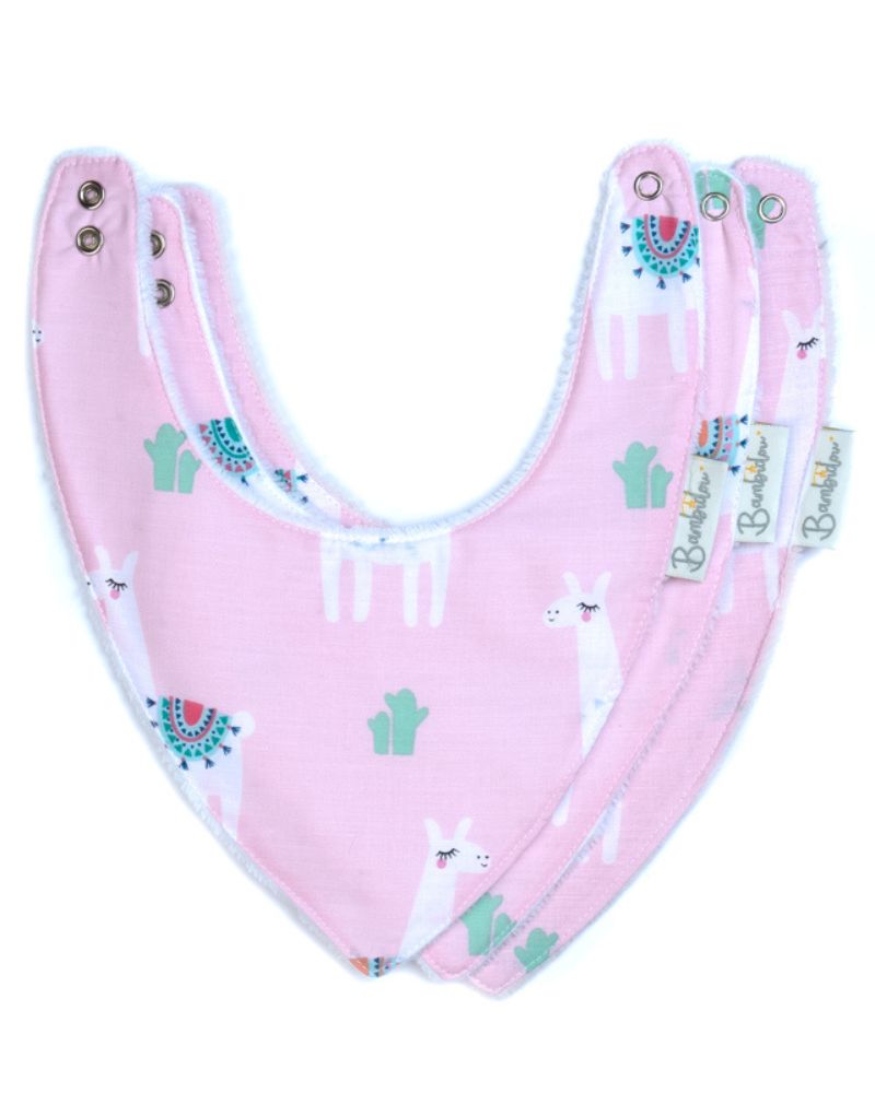 Bambidou Pack 3 Bavoirs Bandana - Lama Rose