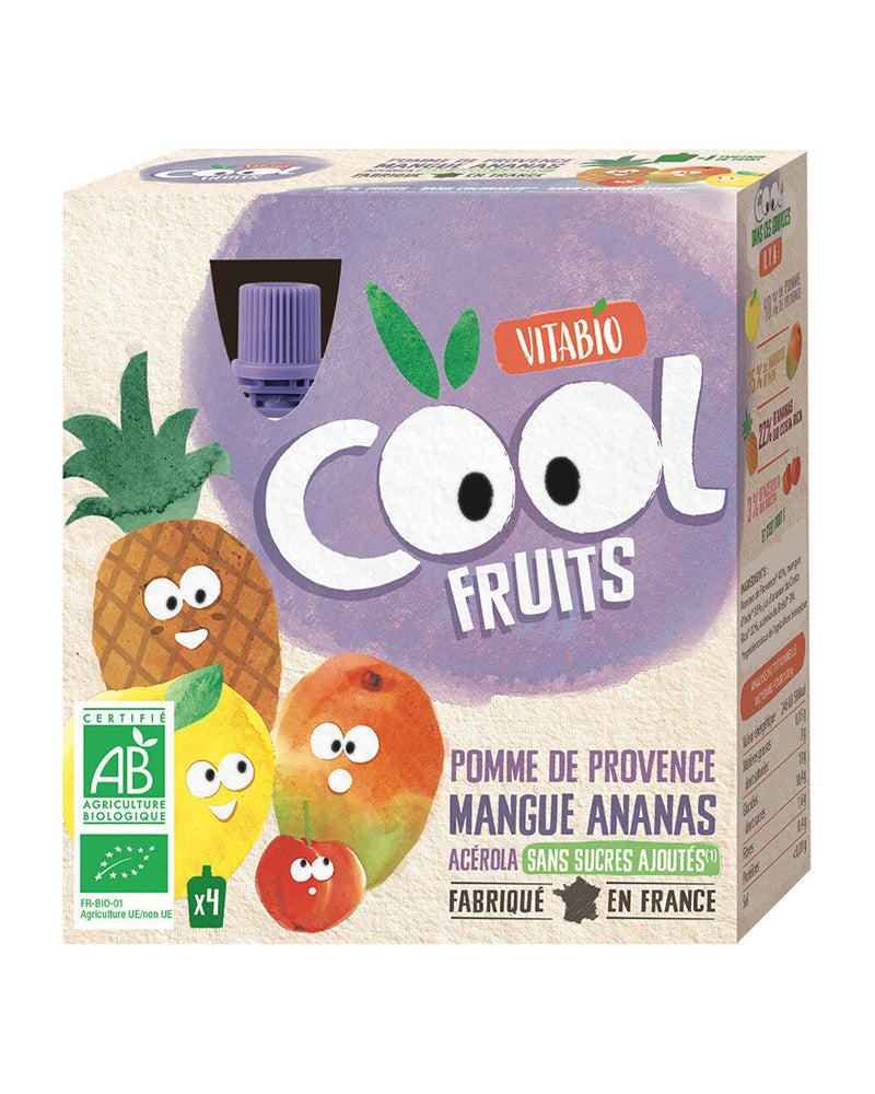 Vitabio COOL FRUITS Pomme Mangue Ananas & Acérola 4x90g