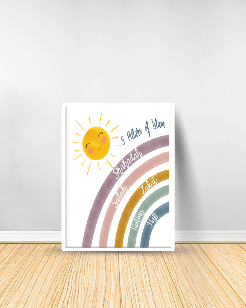 Ensemble de 3 Tableaux décoratifs - Pilliers Islam | Salat| Fatiha - Blanc