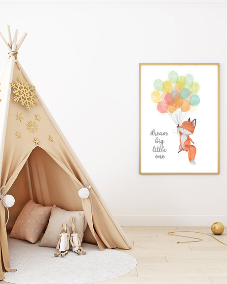 Decorative Table - Fox and Balloons - White