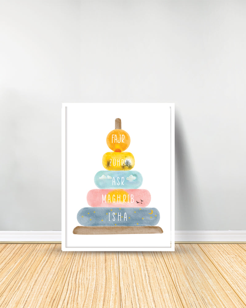 Ensemble de 3 Tableaux décoratifs - Pilliers Islam | Salat| Fatiha - Blanc