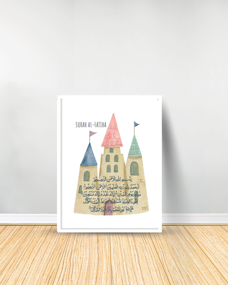 Ensemble de 3 Tableaux décoratifs - Pilliers Islam | Salat| Fatiha - Blanc
