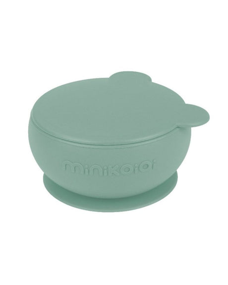MINIKOIOI Silicone Bowl with Lid and Suction Cup - River Green