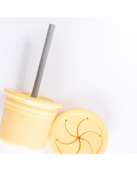 MINIKOIOI 3 in 1 Cup with 2 Lids and Silicone Straw  – Yellow