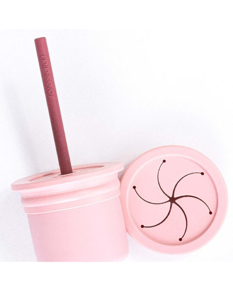 MINIKOIOI 3 in 1 Cup with 2 Lids and Silicone Straw  – Pink