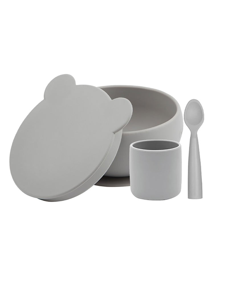 MINIKOIOI Silicone Set: Bowl Cup Spoon - Grey