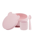 Set en Silicone MINIKOIOI : Bol Gobelet Cuillère – Rose
