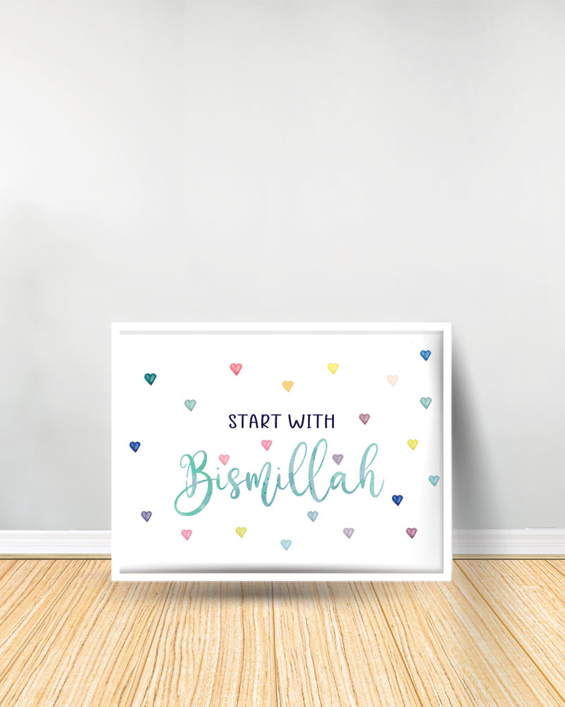 Ensemble de 2 Tableaux décoratifs - Bismillah Alhamdulillah - Blanc